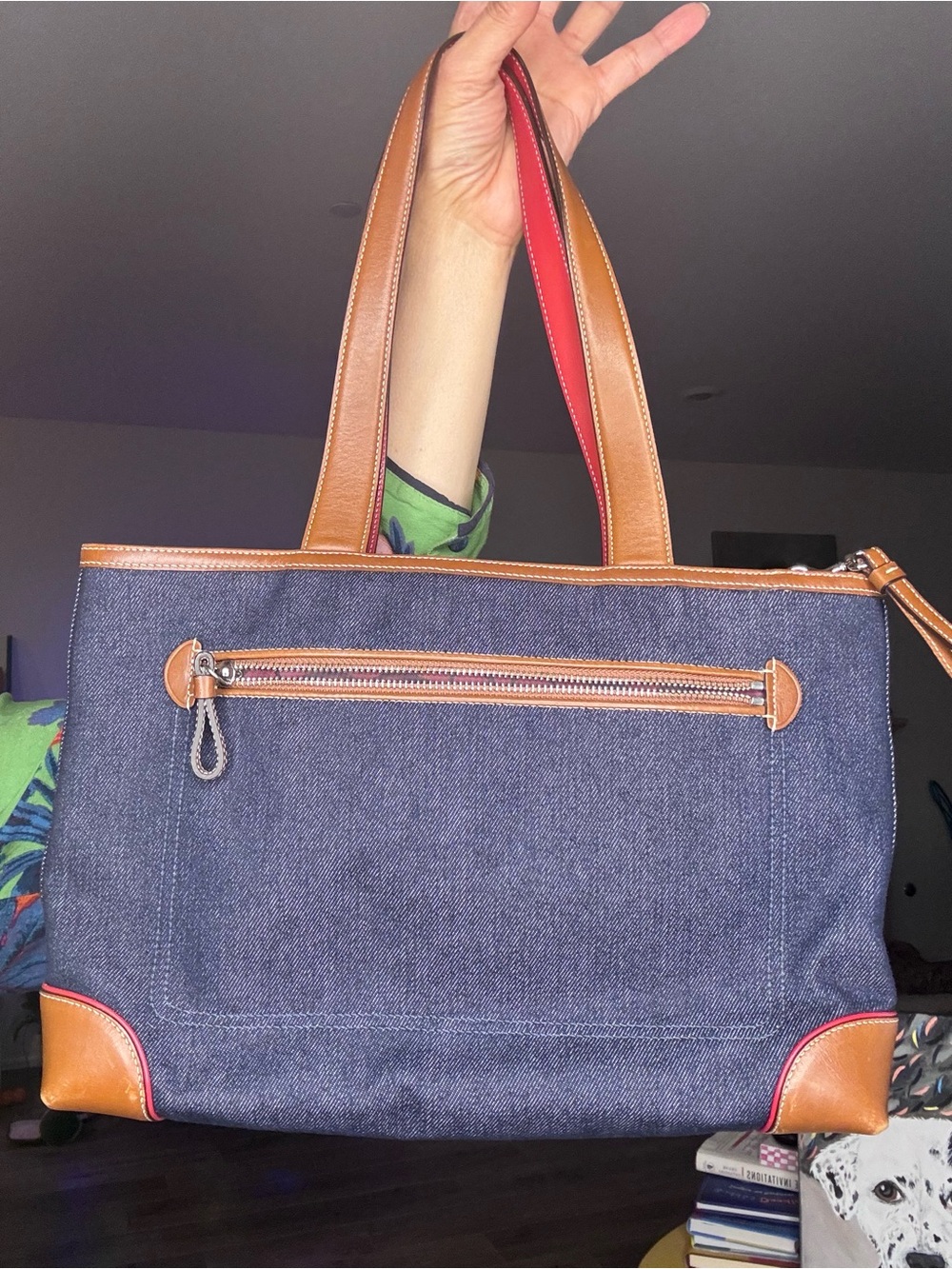 Coach Vintage Denim and leather varsity stripe tote EUC - Picture 9 of 15